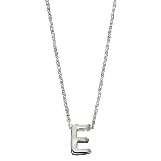 GKO Letter E Sterling Silver Sliding Pendant and Chain