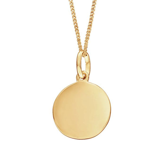 Gold Engravable Disc Pendant and Chain GKO