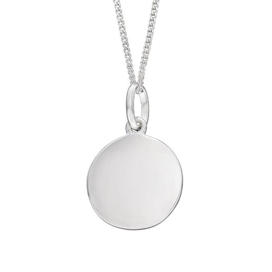 Sterling Silver Engravable Disc Pendant and Chain GKO
