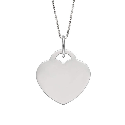Sterling Silver Engravable Heart Pendant and Chain GKO