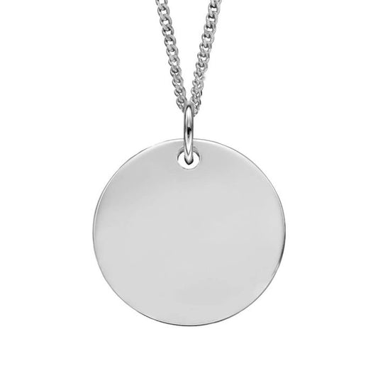 Large 18mm Sterling Silver Engravable Pendant and Chain GKO