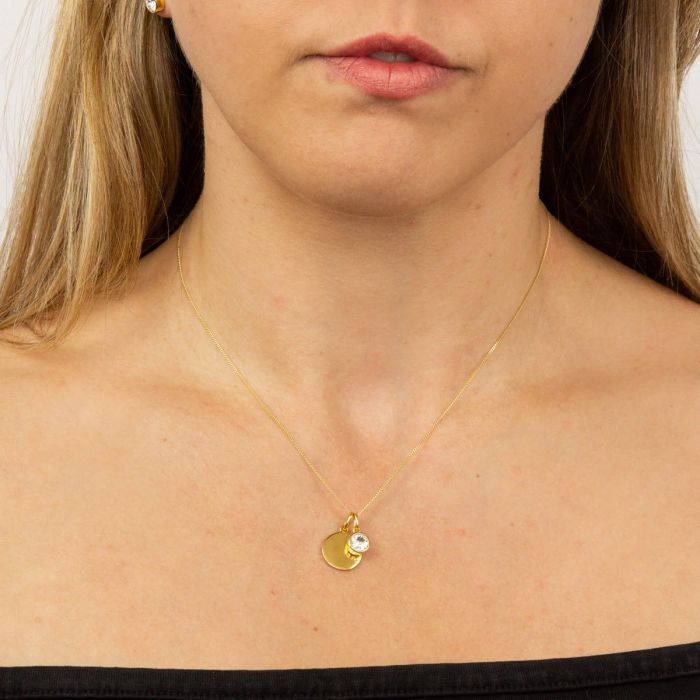 GKO Gold & Crystal Birthstone Charm Incl Chain Crystal (April)