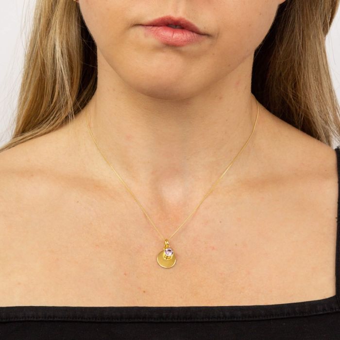 GKO Gold & Crystal Birthstone Charm incl Chain Light Amethyst (June)