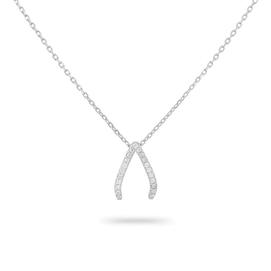 GT Sparkling Wishbone Silver Necklace