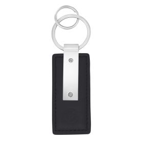 Fred Bennett Engravable Black Leather Alloy Key Ring with Golf Engraving