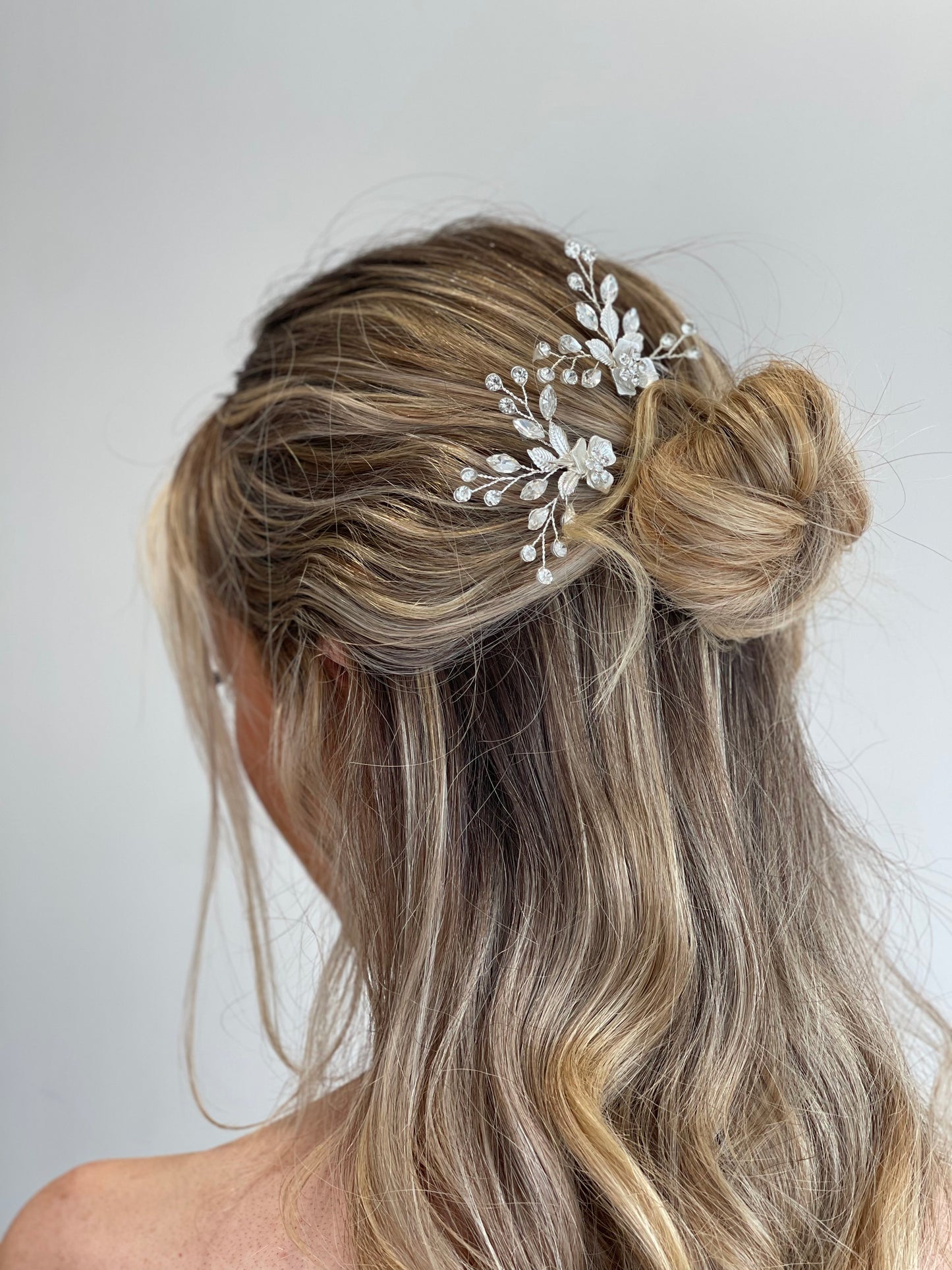 Azure Silver Crystal Pin Wedding Headpiece - everly-acbf
