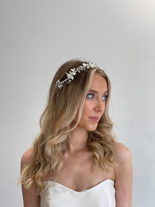 Azure Helen Vine Silver Wedding Headpiece