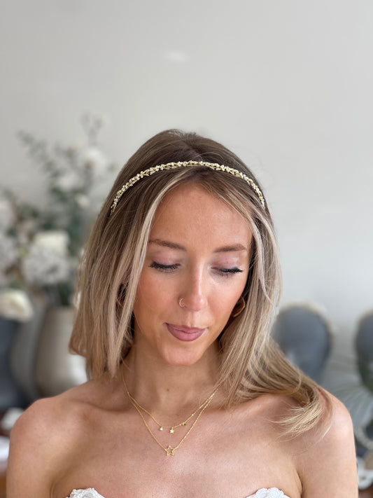 Poirier BB-722 Gold Rhinestone Tiara