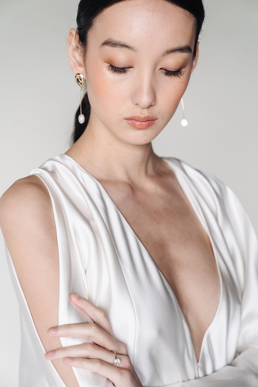 Jade Oi Maia | 14K Gold Drop Pearl Bridal Earrings